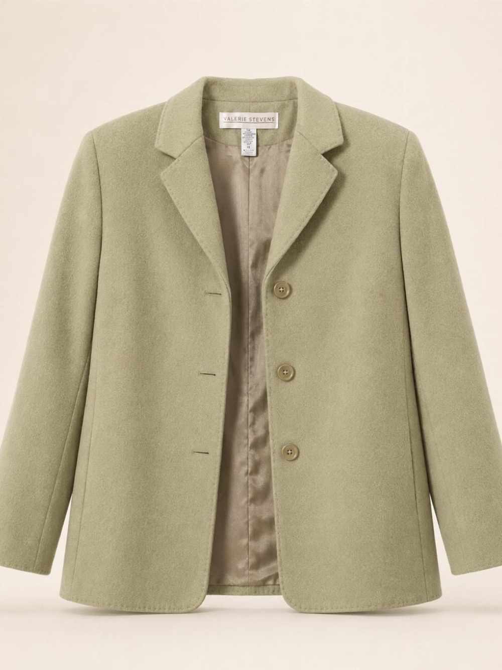 Valerie Stevens Light Sage Green Wool Blazer